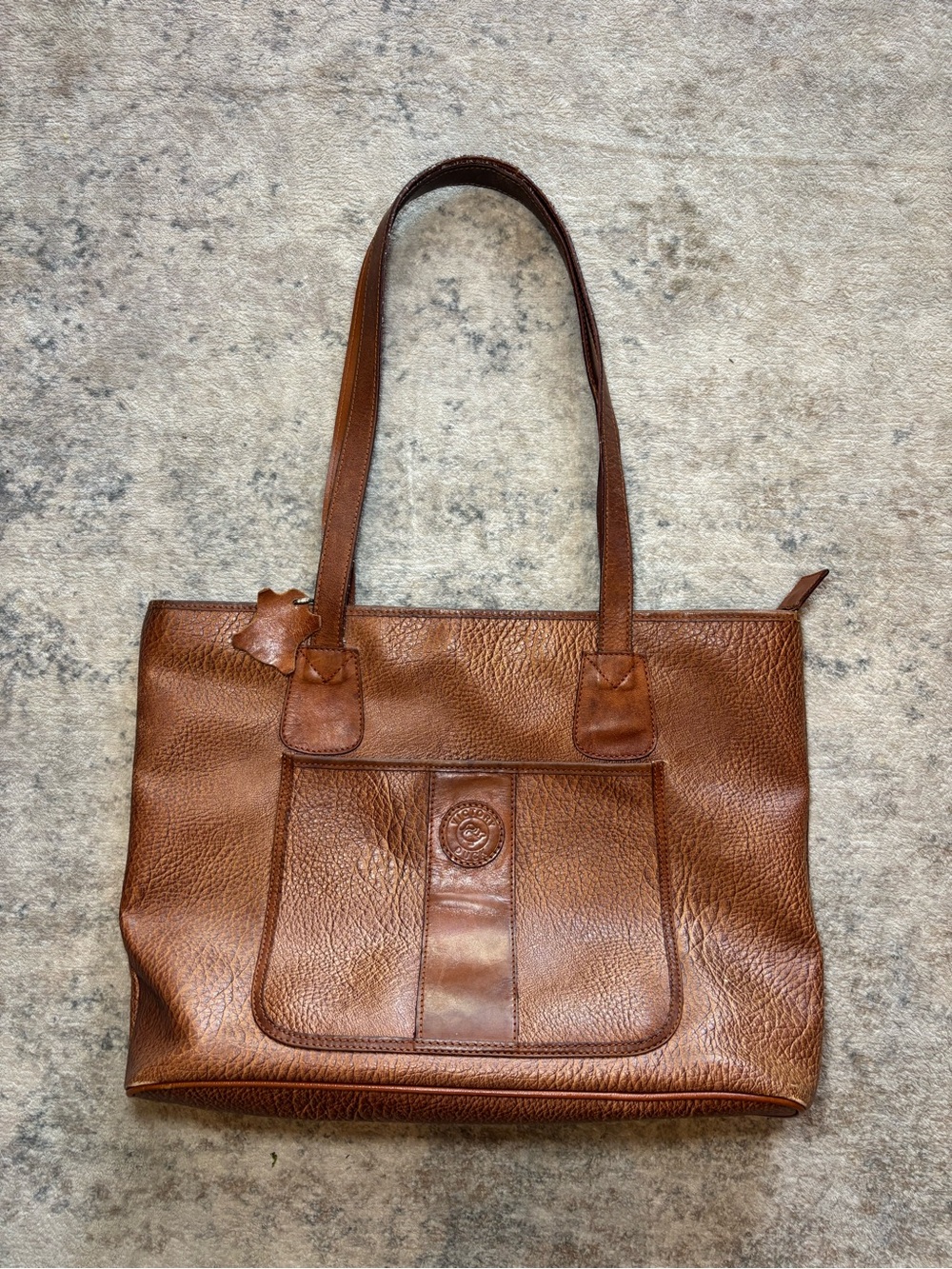 Vintage Victory Duck Leather Tote Bag – Cognac Brown (Mandarina Duck)